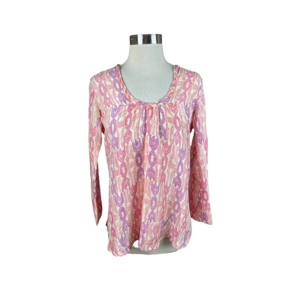 Matta XS Pink Purple Print 100% Silk Blouse classic elegant lightweight - Picture 5 of 12